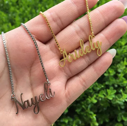 Collar de acero inoxidable personalizado con nombre para hombre y mujer