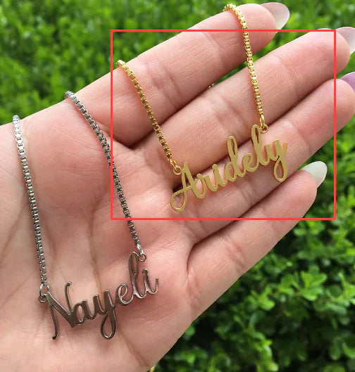 Collar de acero inoxidable personalizado con nombre para hombre y mujer